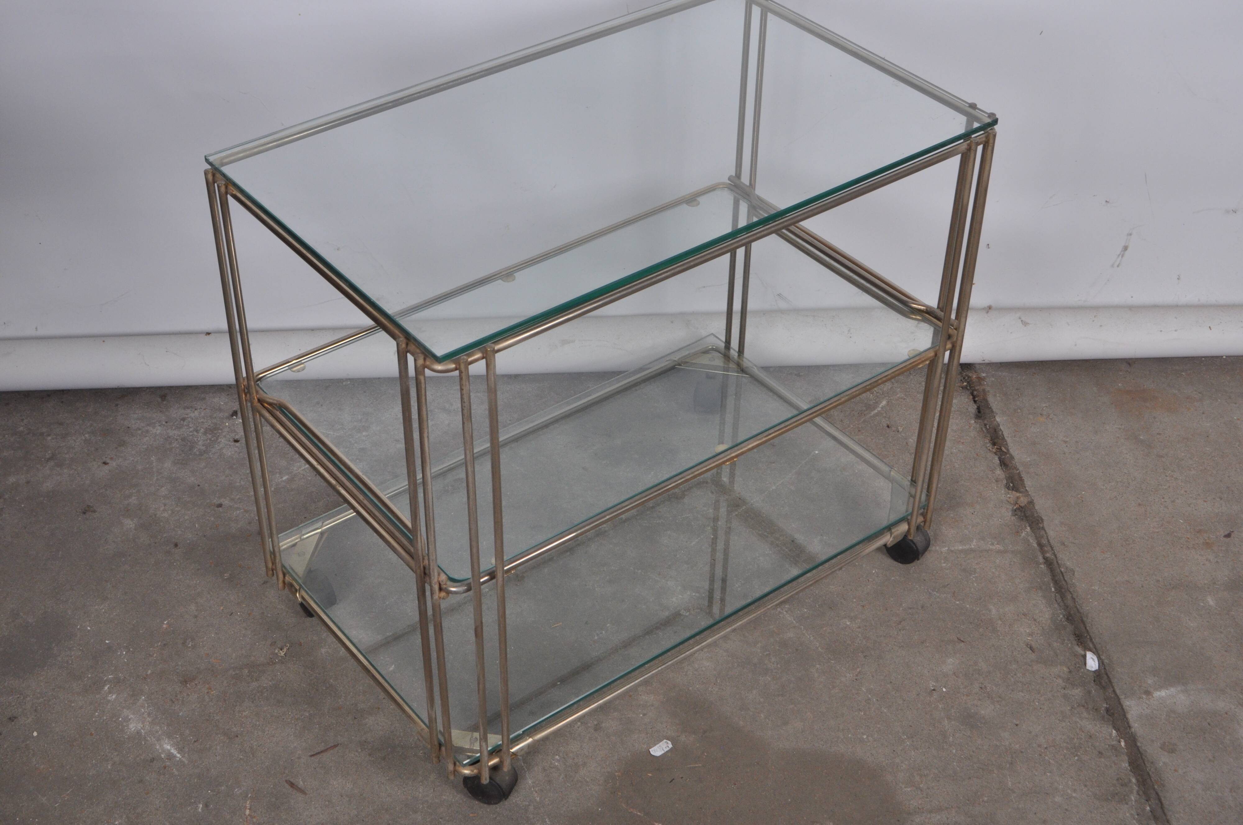 Gold metal serving trolley