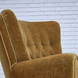1960s, Danish relax chair, original honey yellow furniture velour.