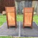Vintage bedside tables with solid oak compass legs (pair)