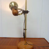 Lampe de table en laiton et bois années 70