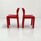 Set of 4 red chairs model 4875 by Carlo Bartoli for Kartell, 1970