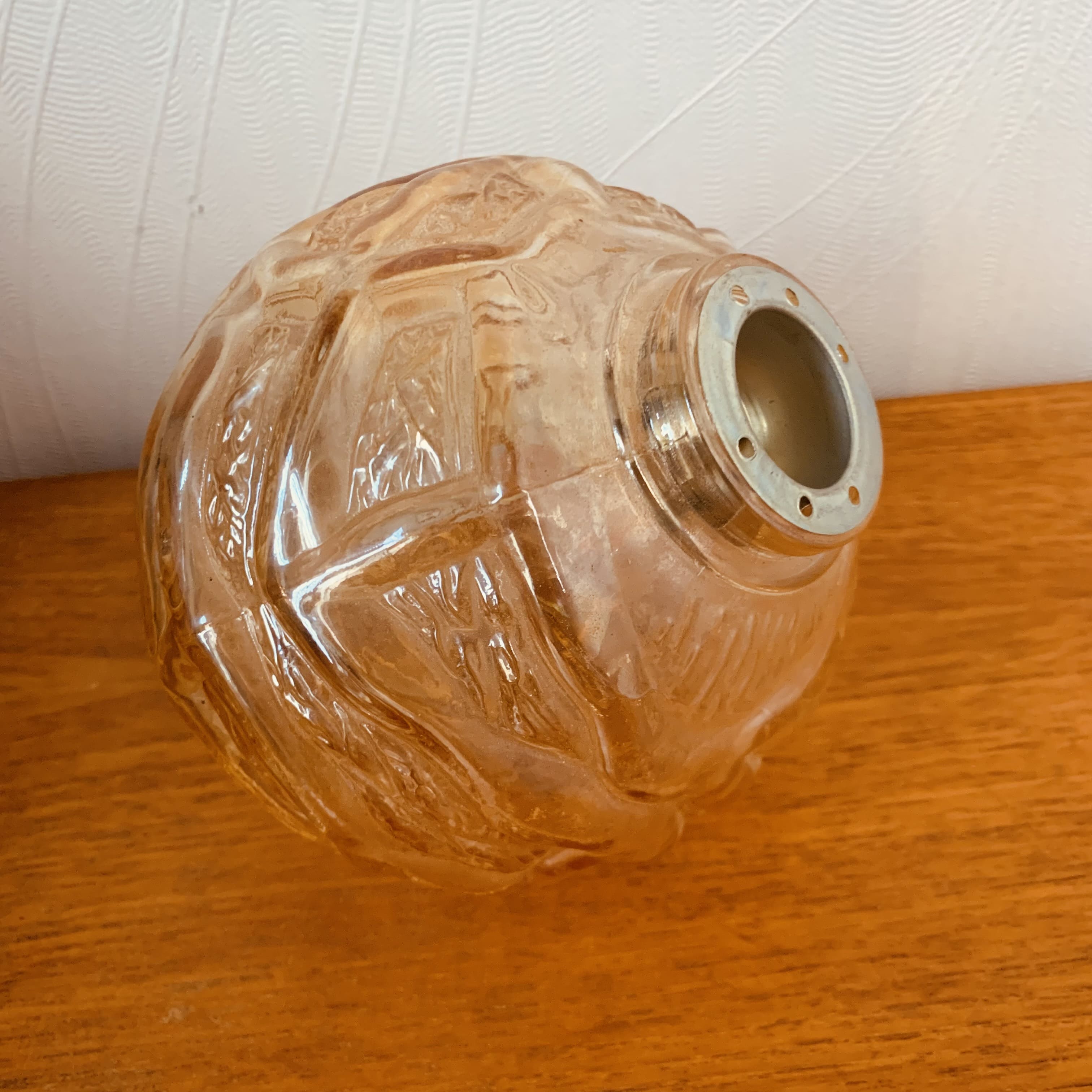 Iridescent glass teak chandelier - 5 burners