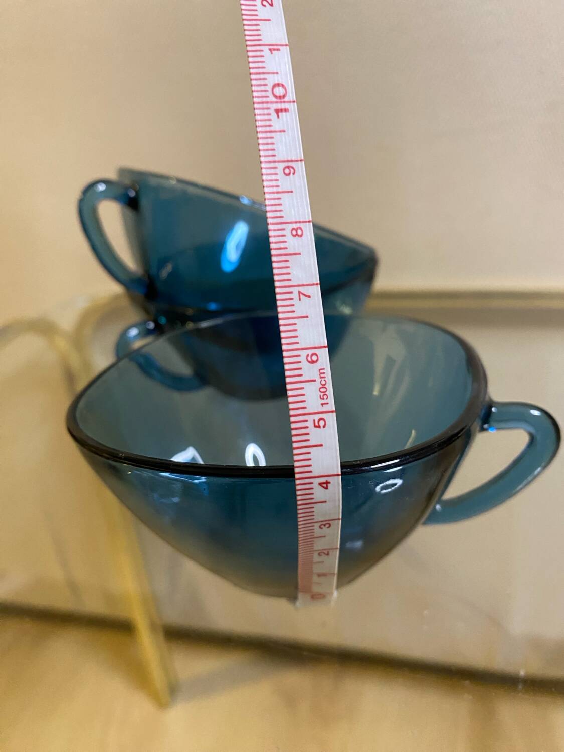 70s transparent blue coffee cups