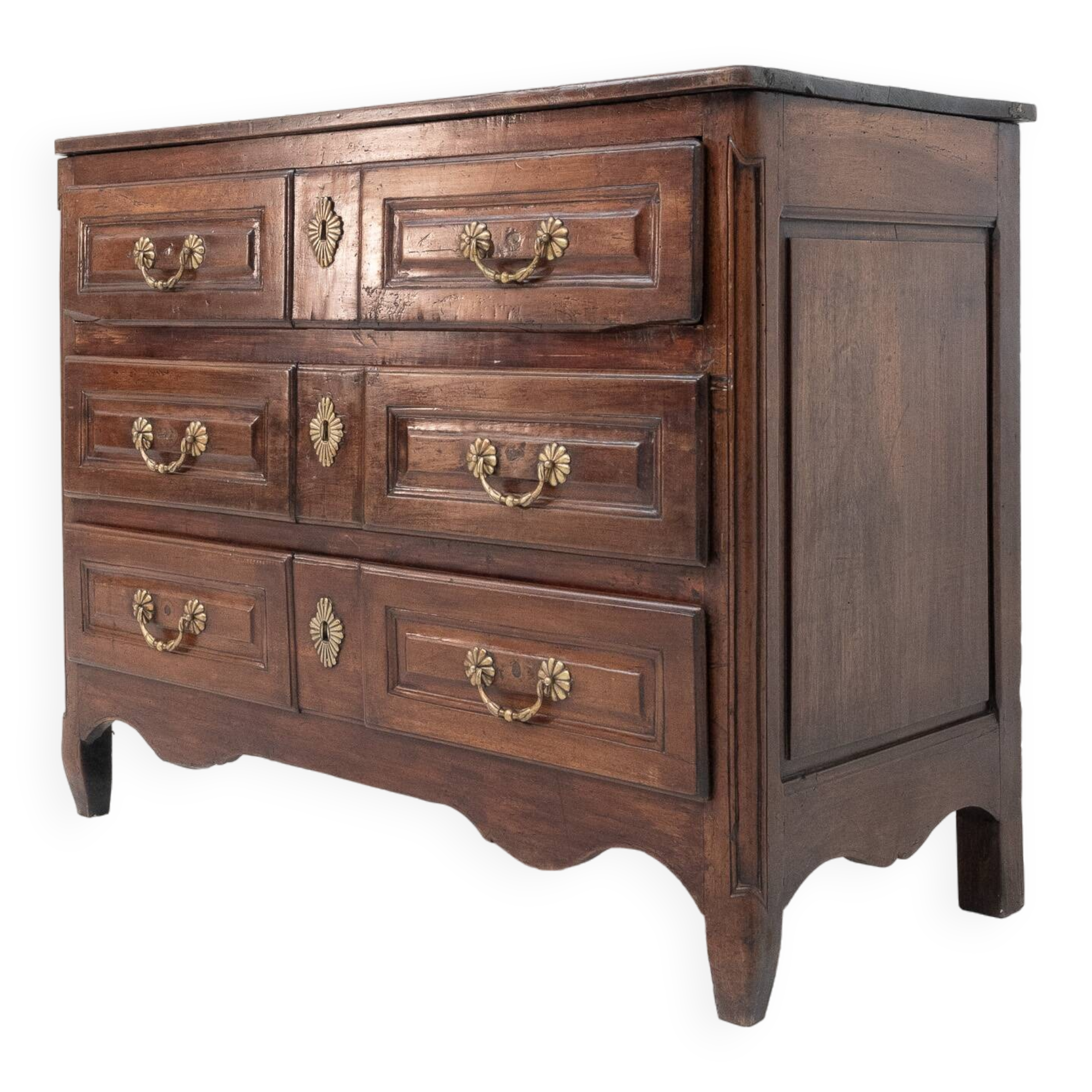 French Louis XVI walnut chest of drawers, 18th century