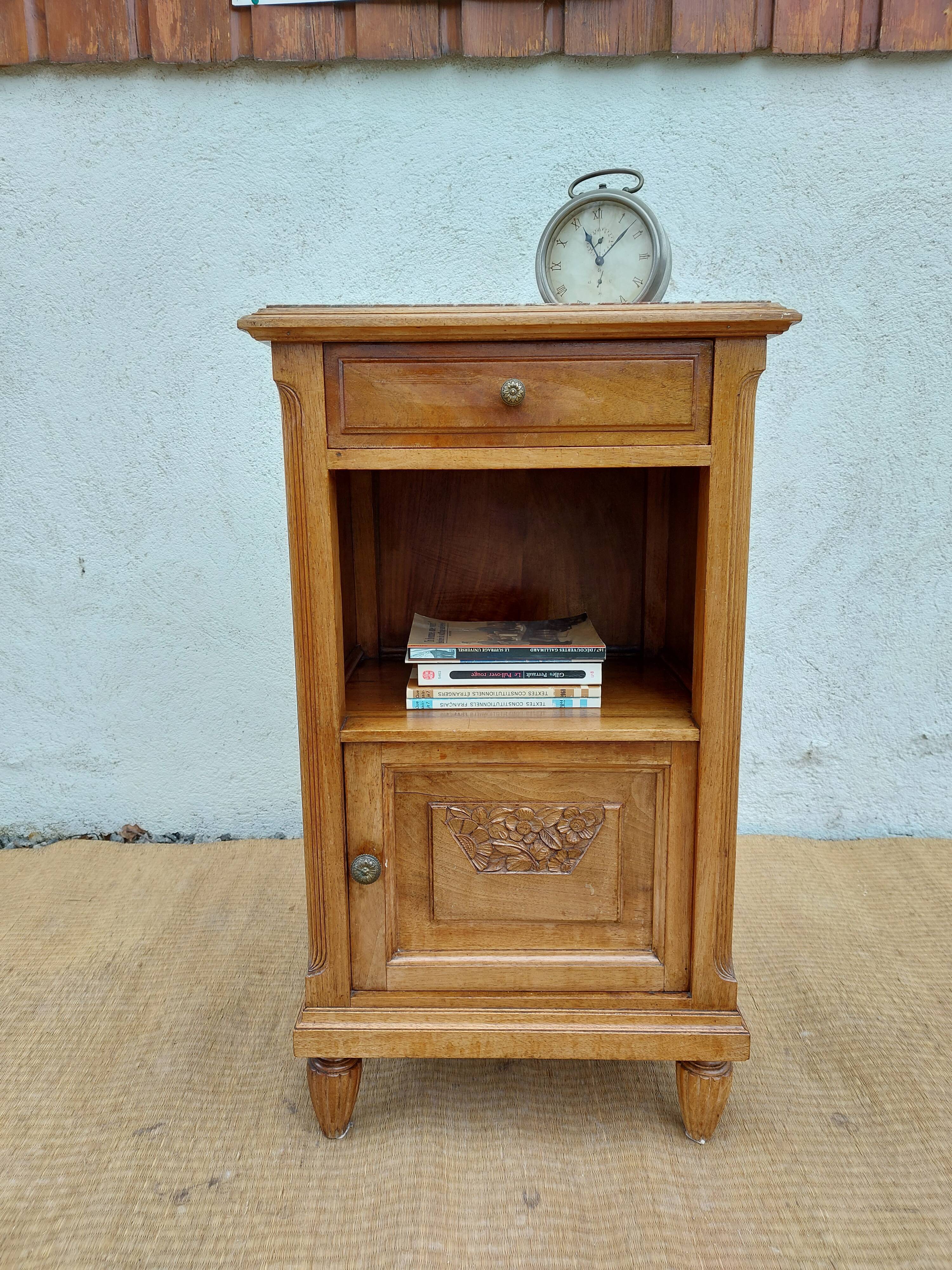 Bedside table wood and marble