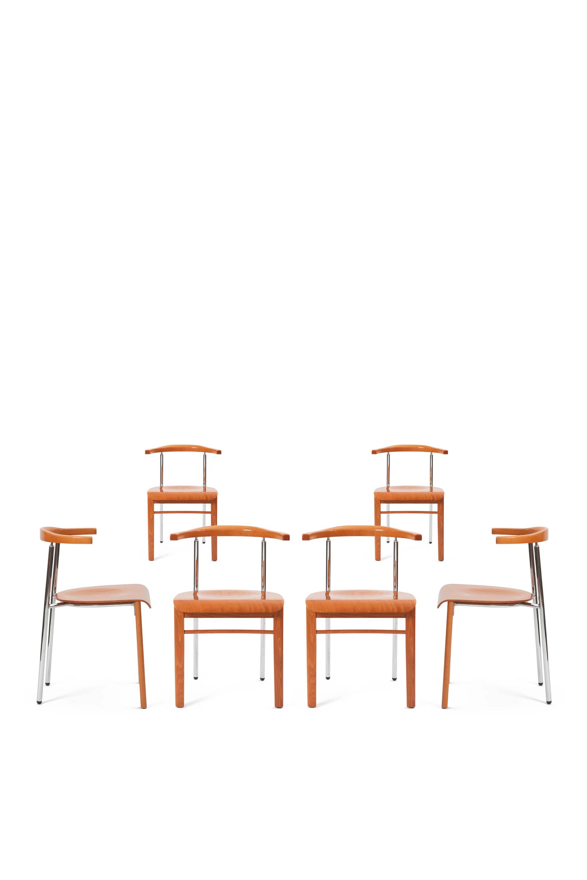 Set of 6 Italian cherry wood chairs