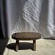 Small stool or small oval side table in solid teak wabi-sabi H24 53