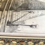 19th century engraving, Art Deco gold glazed frame