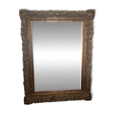 Large monumental antique mirror 185x145 gilded wood with bevelled glass in style.