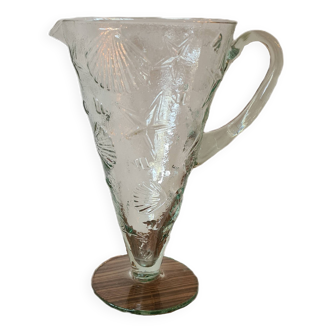 Spanish glass jug with shells and starfish, 2nd half of the 20th century