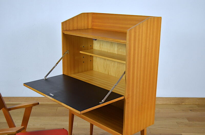 Blond & feet compass 1960 mahogany Vintage Secretary