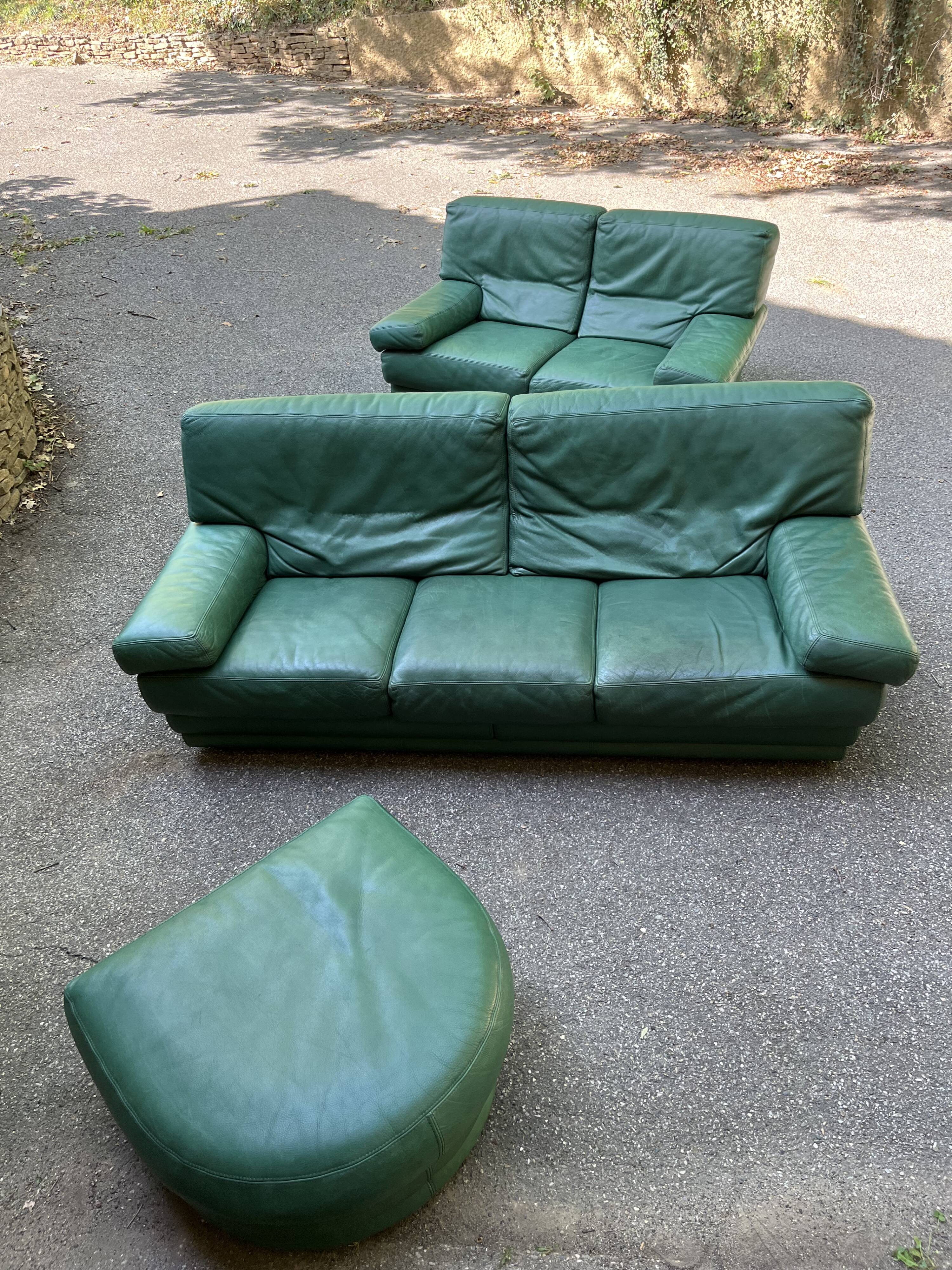 Roche Bobois living room green leather made in Italy