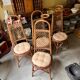 4 bent bamboo and rattan chairs