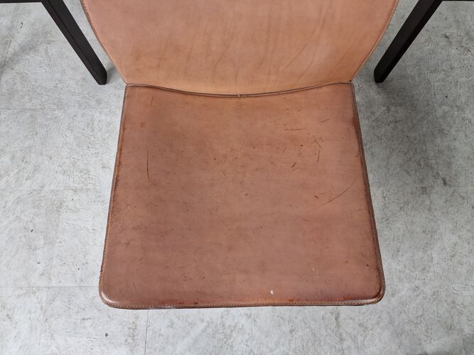 6 chaises de salle à manger en cuir vintage, années 1960