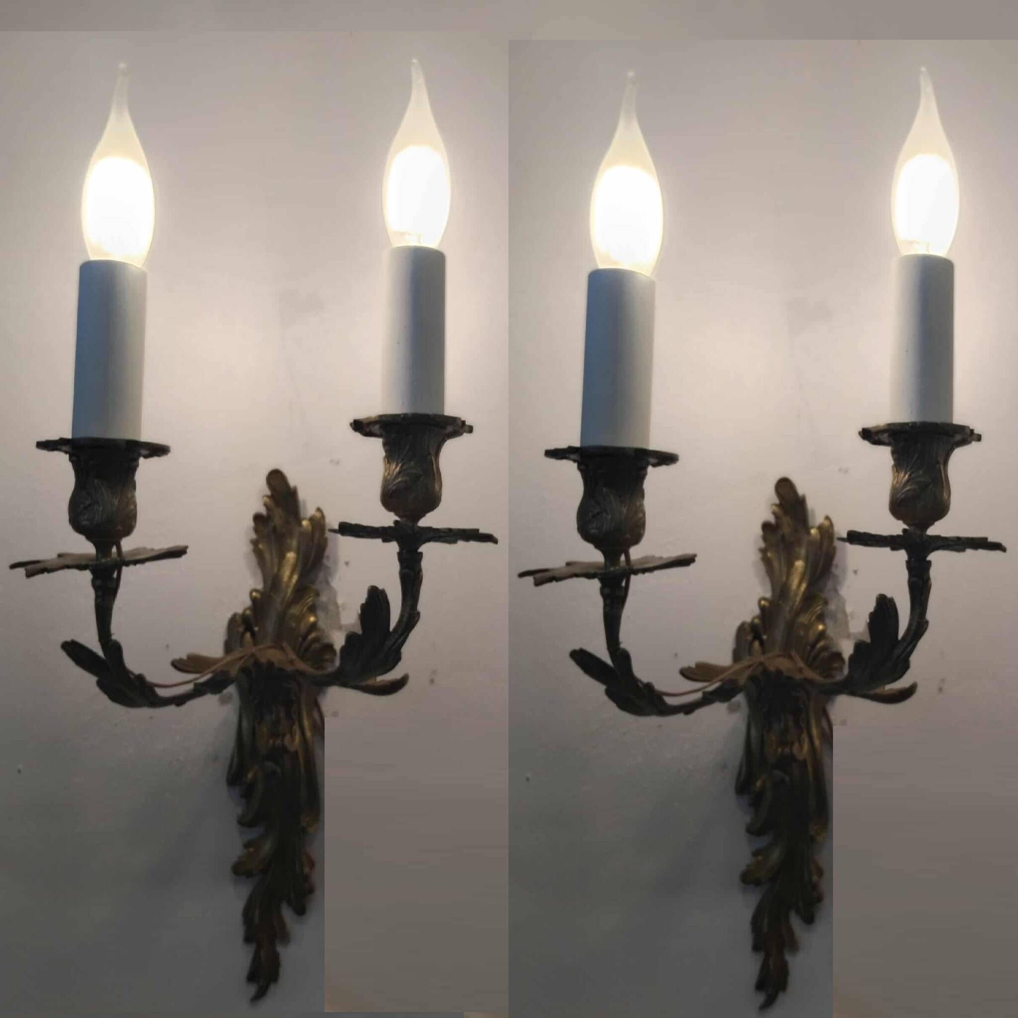 Pair of Louis XV style two-armed wall lights
