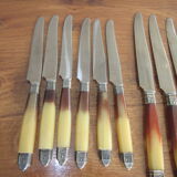 12 old knives and salad cutlery