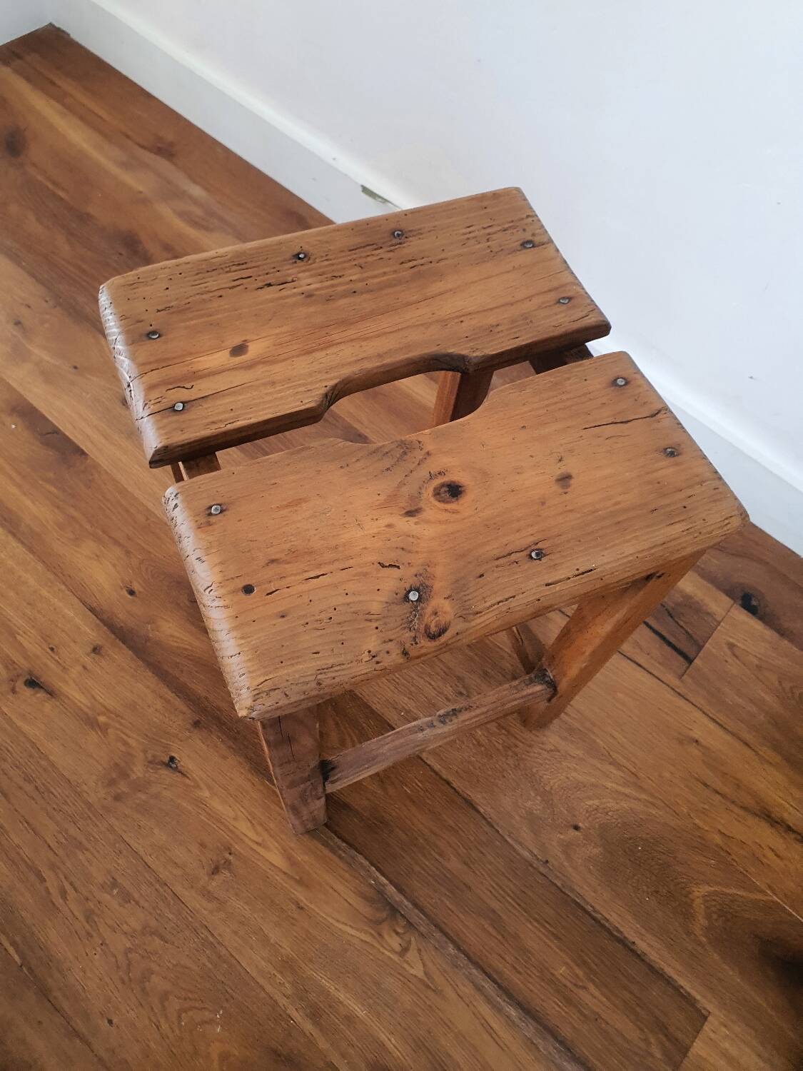 Antique wooden farm stool