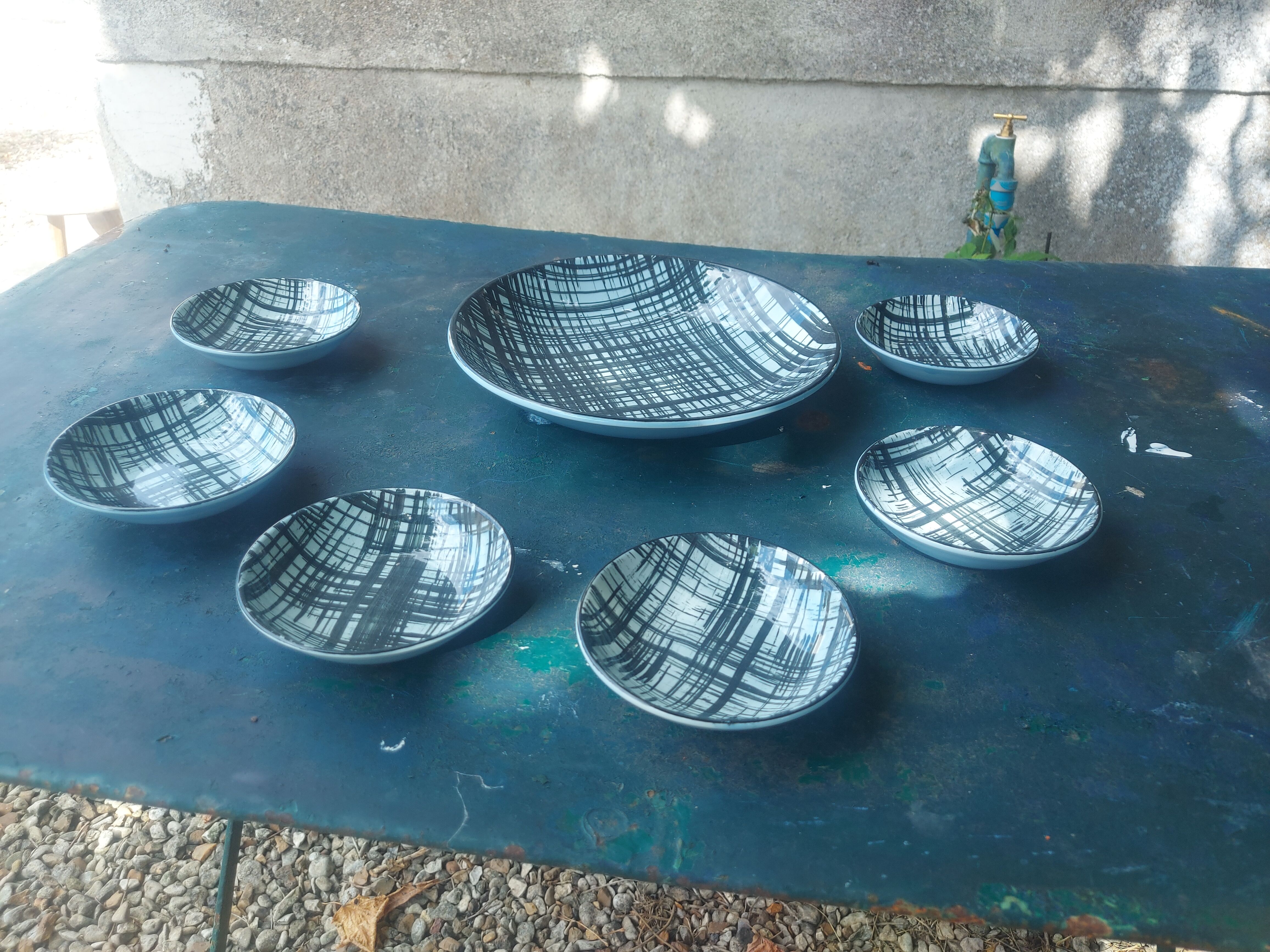 vintage ceramic couppelles and dish , Pornic