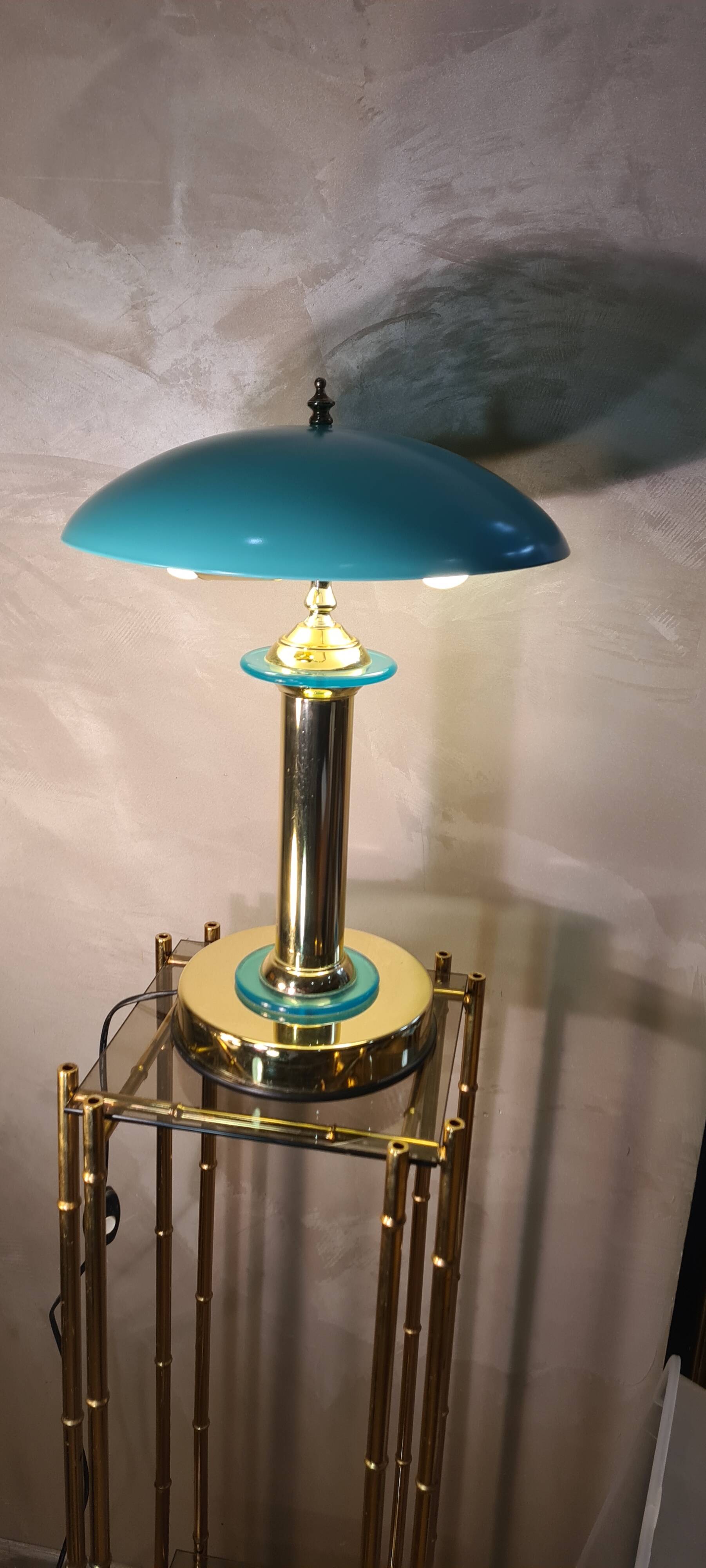 turquoise chrome gold lamp 1980, very beautiful 43x32 good general condition and normal wear