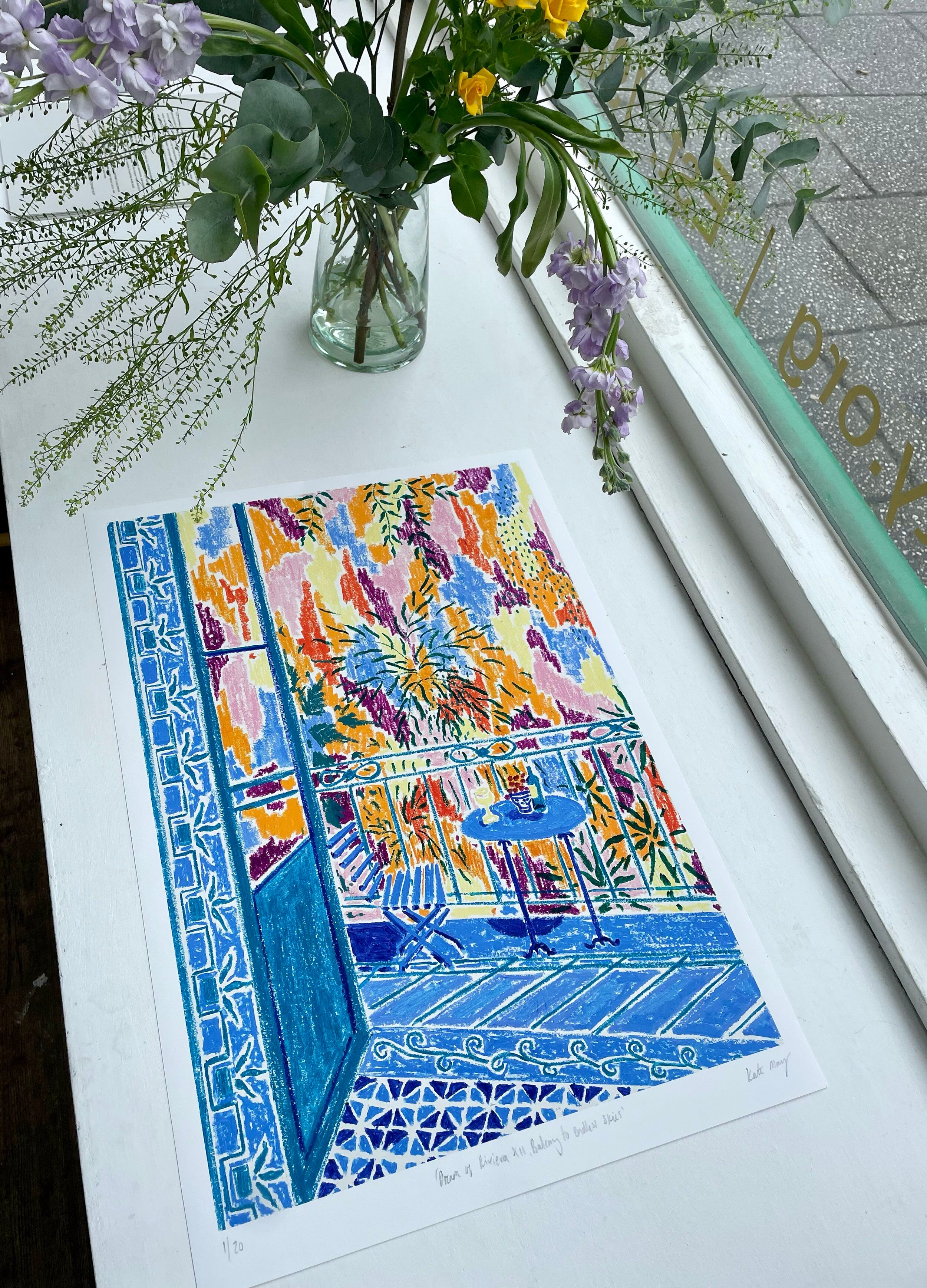 'Dream of Riviera Xii, Balcony to Endless Skies Print'