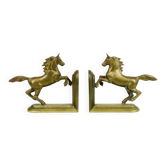 Serre-livres de chevaux cabrés en laiton, figurines vintage en cuivre 1970