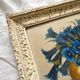 Old painting framed painting bouquet of blue flowers signed Freynal