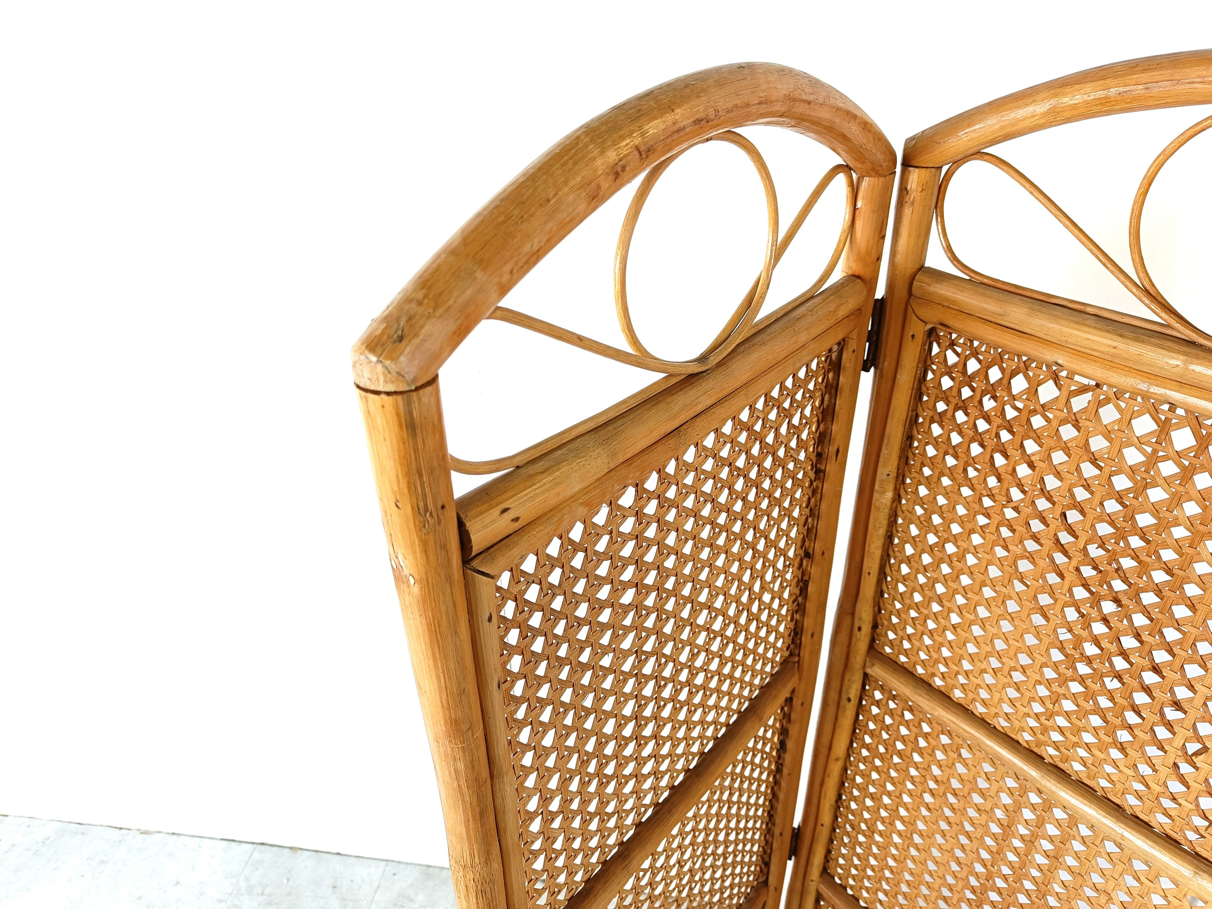 Bamboo room divider or folding screen, 1970s