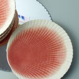 Set of 6 Sarreguemines barbotine shell plates
