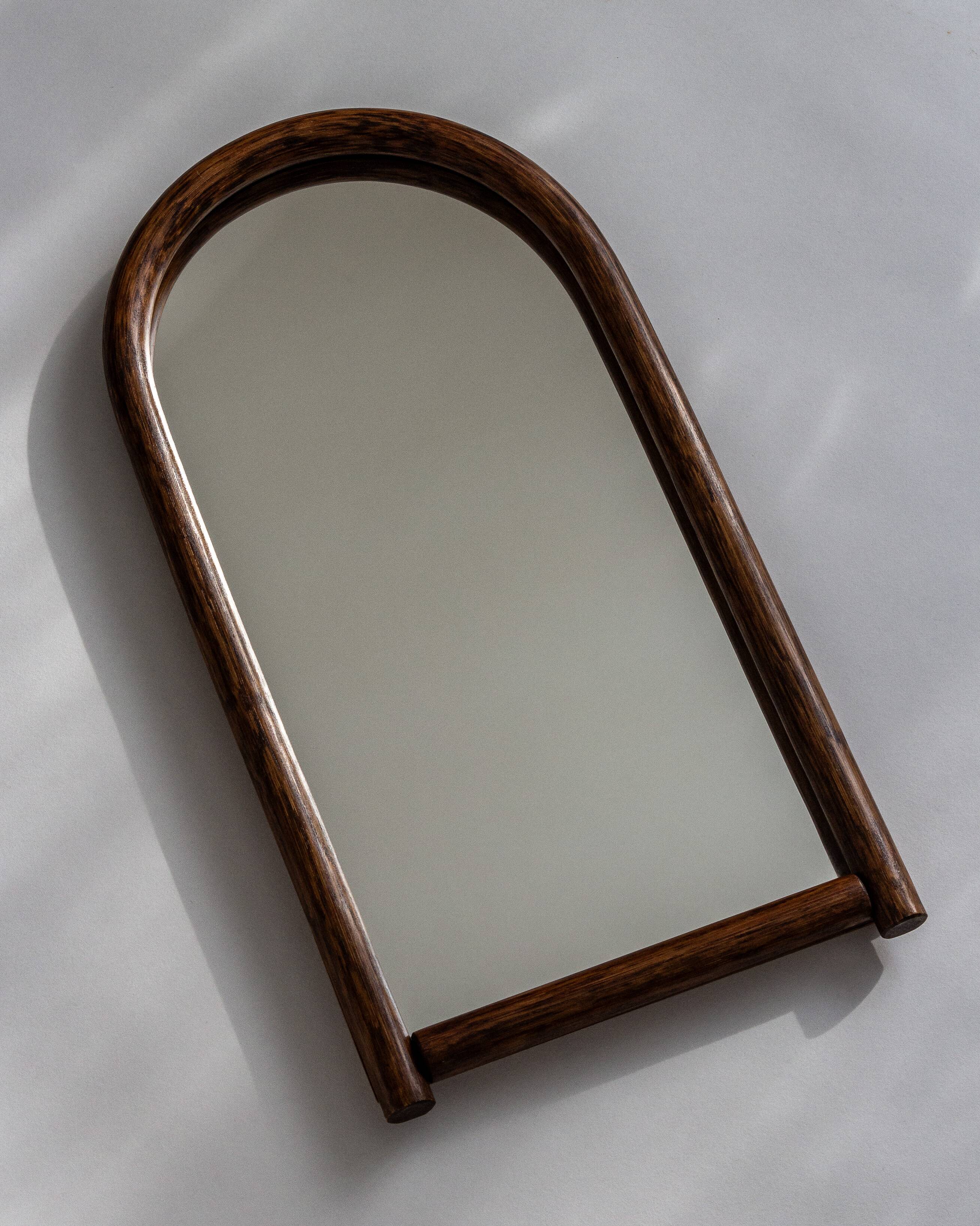 Miroir arche en bambou courbé, années 70