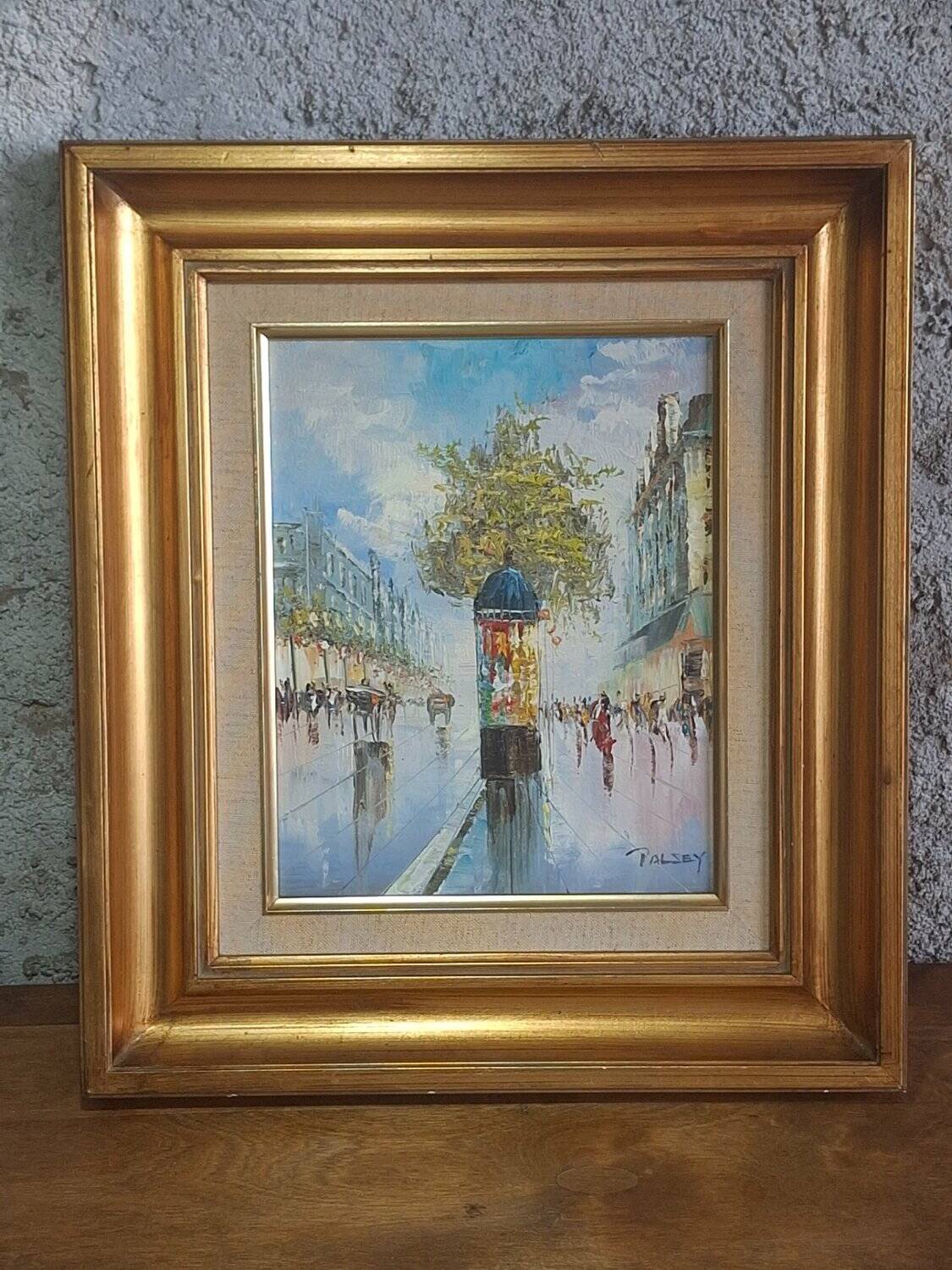 Tableau Parisian Scene HST Impressionist Signed Palsey ~1960