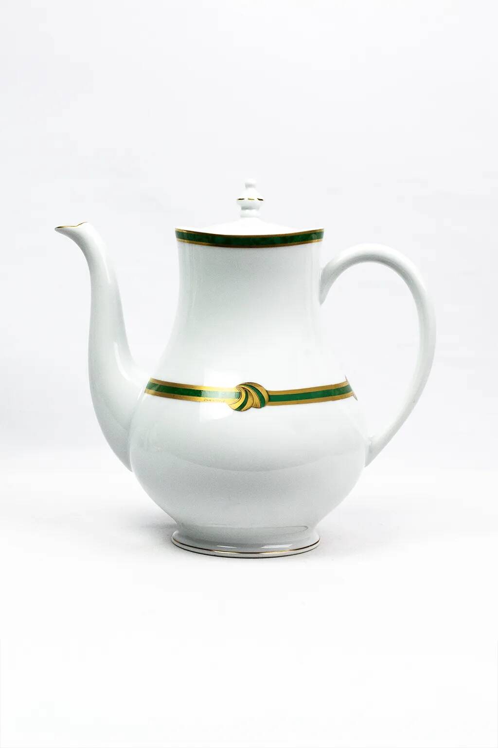 Christofle Paris – Teapot in porcelain, Green Ribbon model