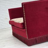 1970s, Danish "Spanish" sofa, furniture velour, ash wood legs.