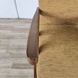 Fauteuil inclinable en bois et tissu des années 70