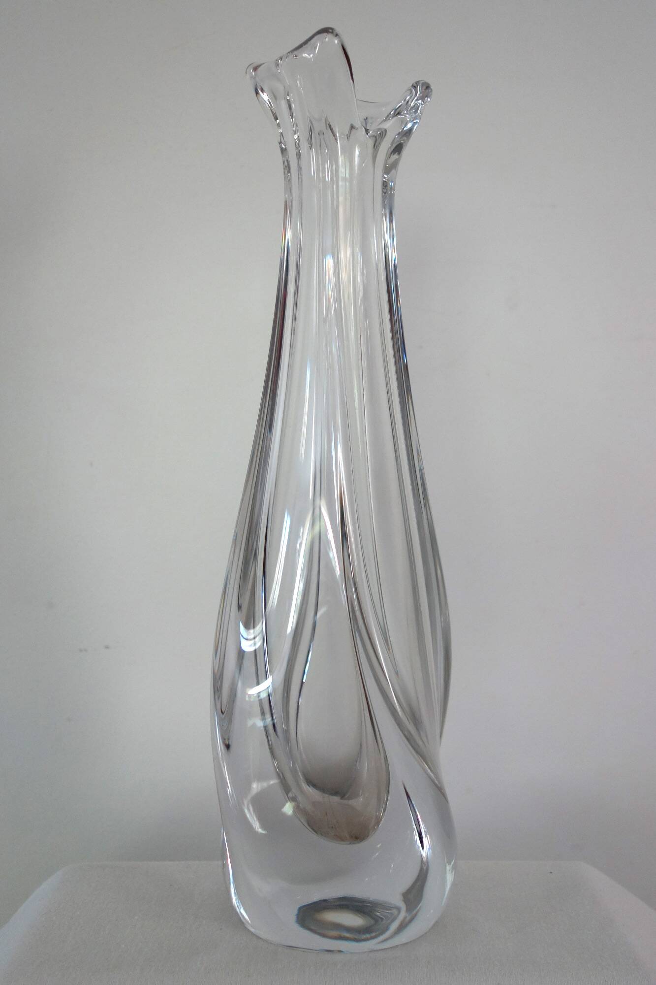 Large Daum crystal soliflore vase H32cm