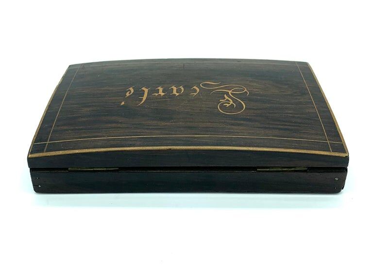 Card box in rosewood marquetry mid 19th century