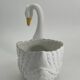 Vintage swan pot holder in white and gold ceramic