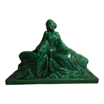 Decorative subject in green ceramic