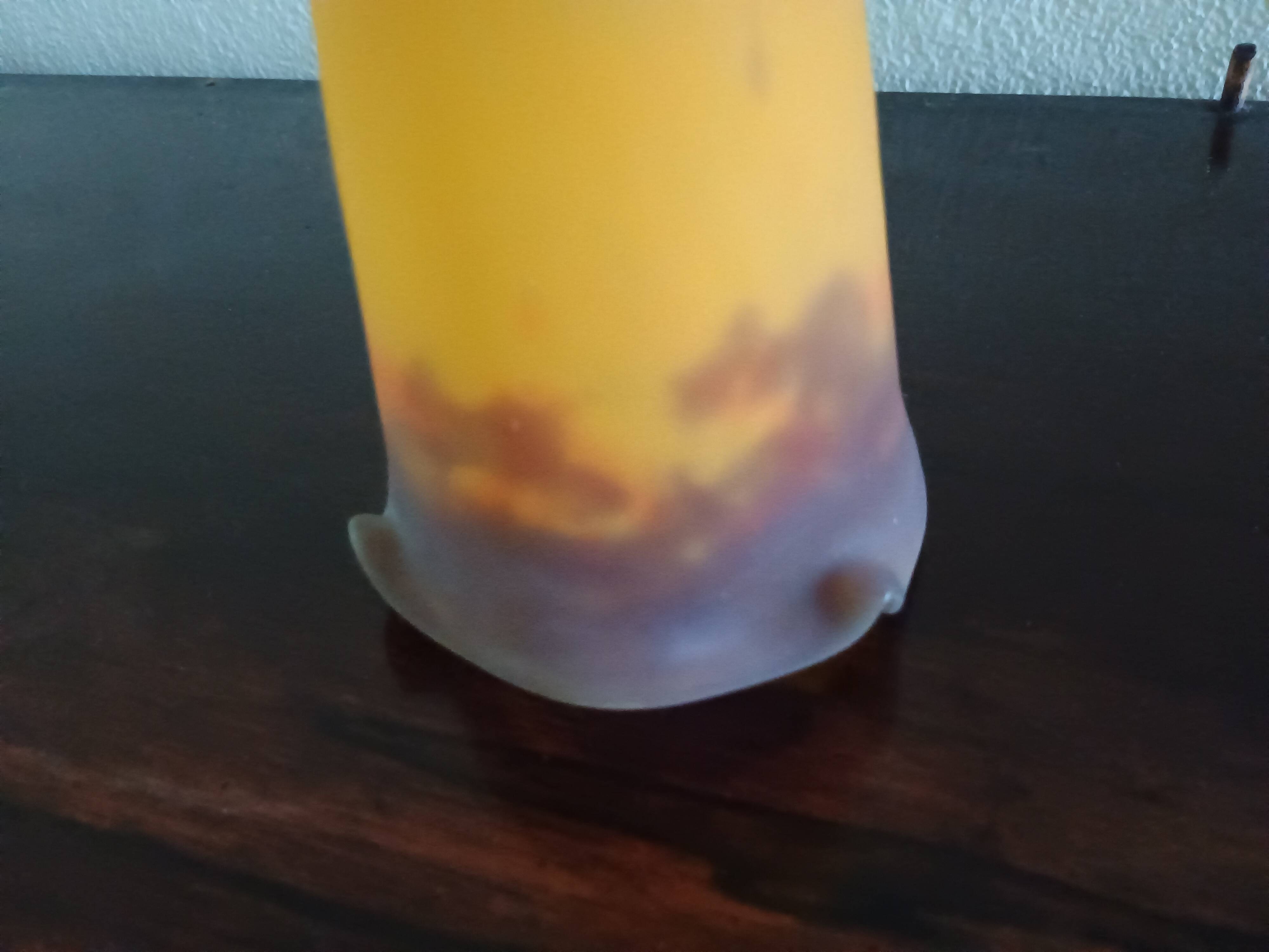 TULIP corolla - yellow-orange-brown marbled glass MULLER FRERES LUNEVILLE