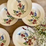 Set of 7 vintage soup plates, Aigueperse de Sarreguemines