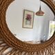 Vintage 1960 sun flower rattan wicker mirror - 68 x 58 cm