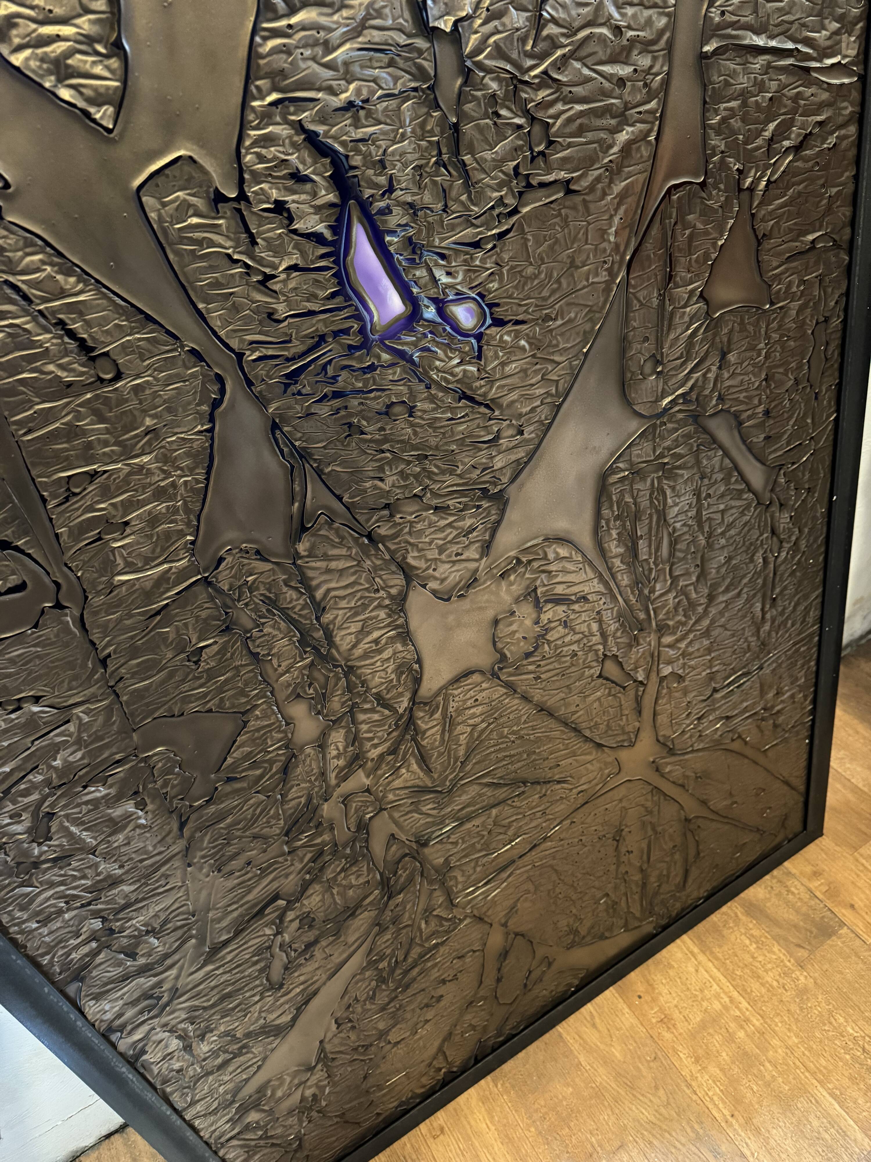 Brutalist Copper and Glass Wall Panel