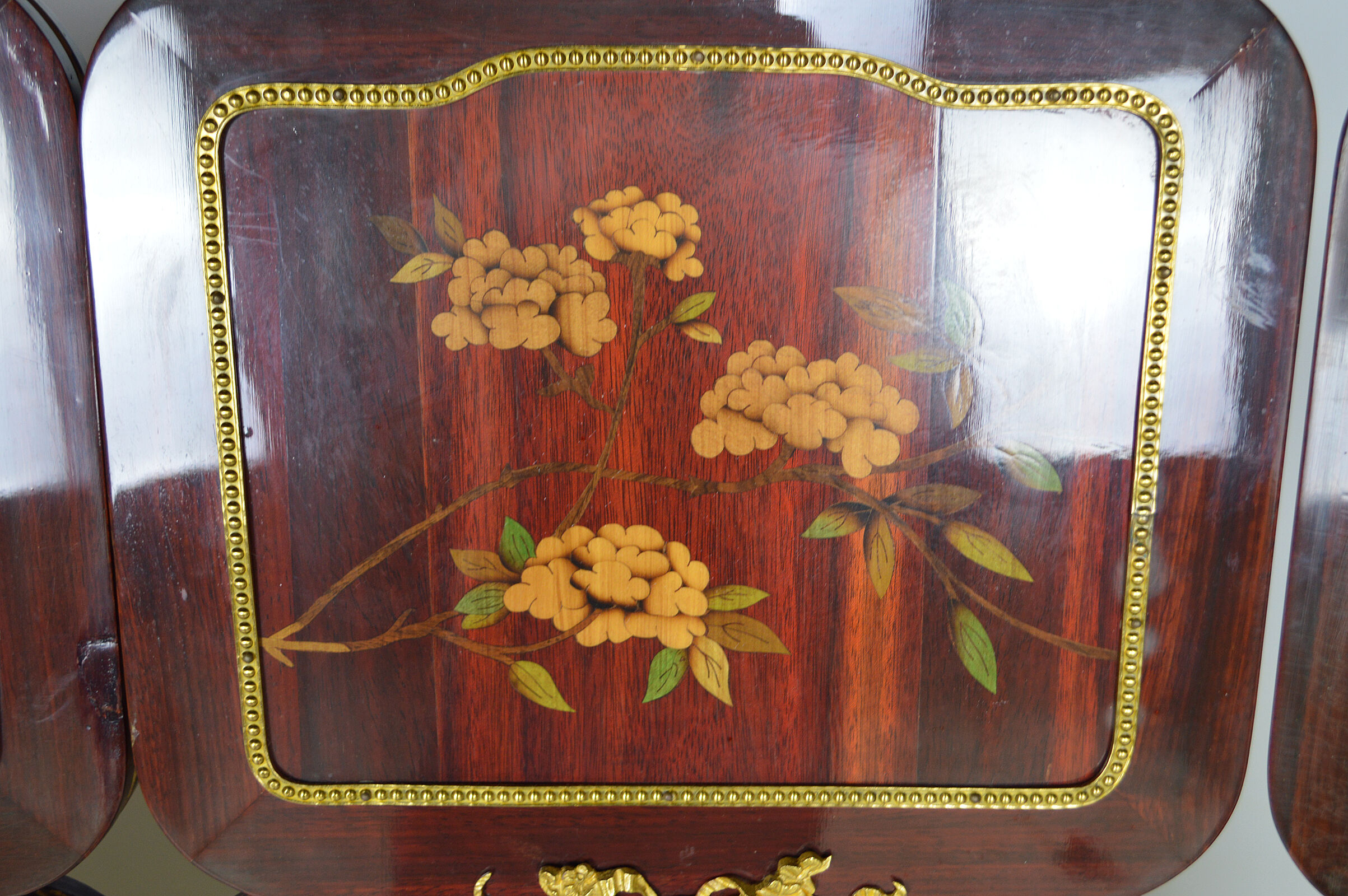 Neoclassical inlaid mahogany screen