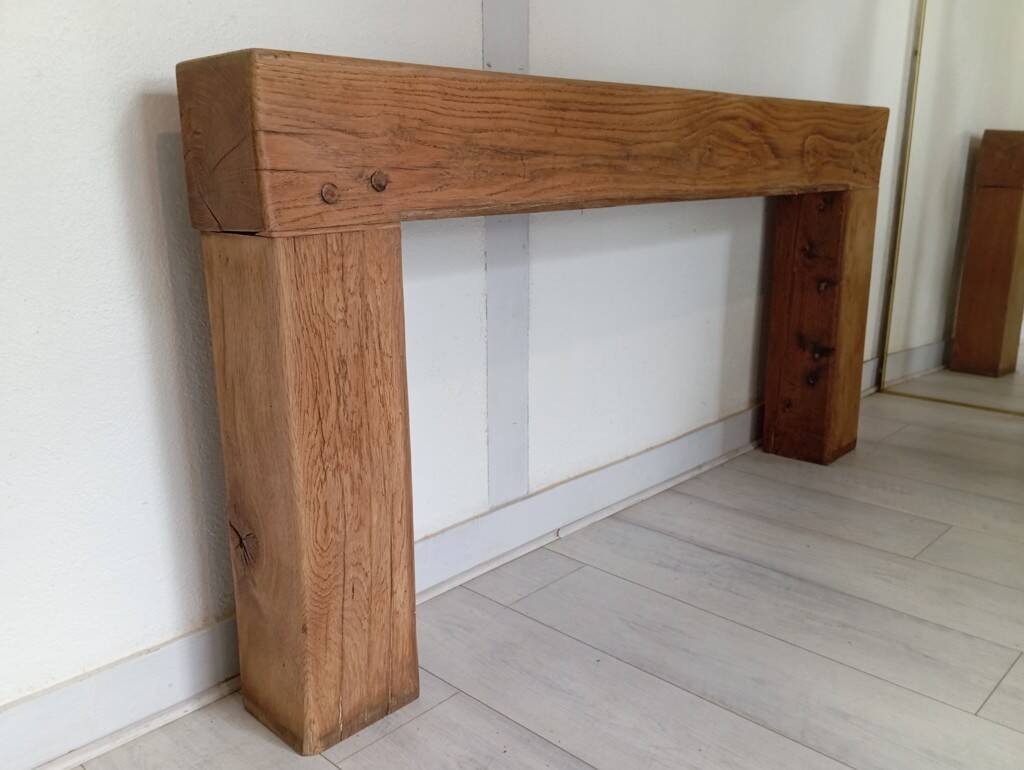 Minimalist solid oak console
