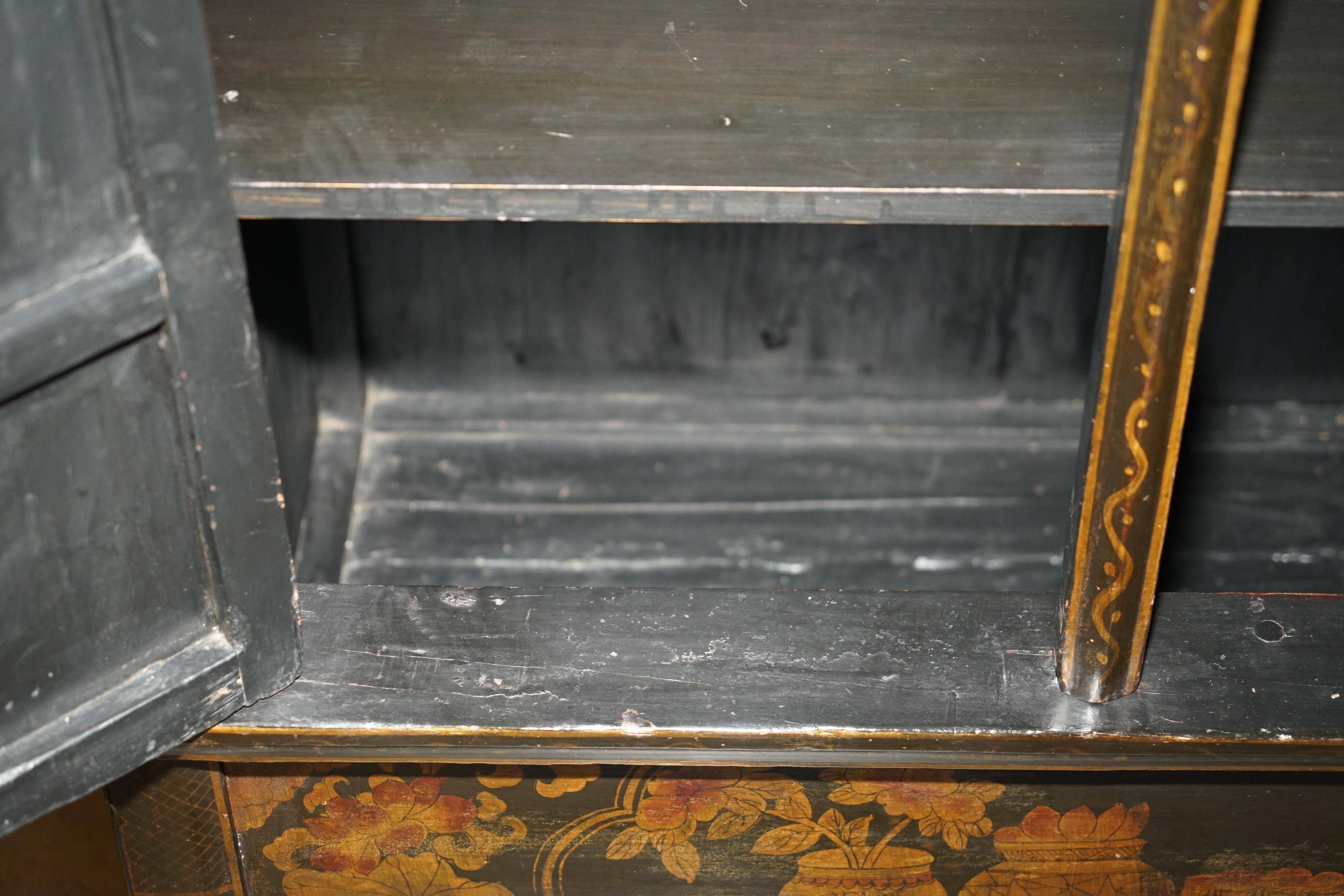 Chinese lacquered wedding cabinet painted circa 1920
