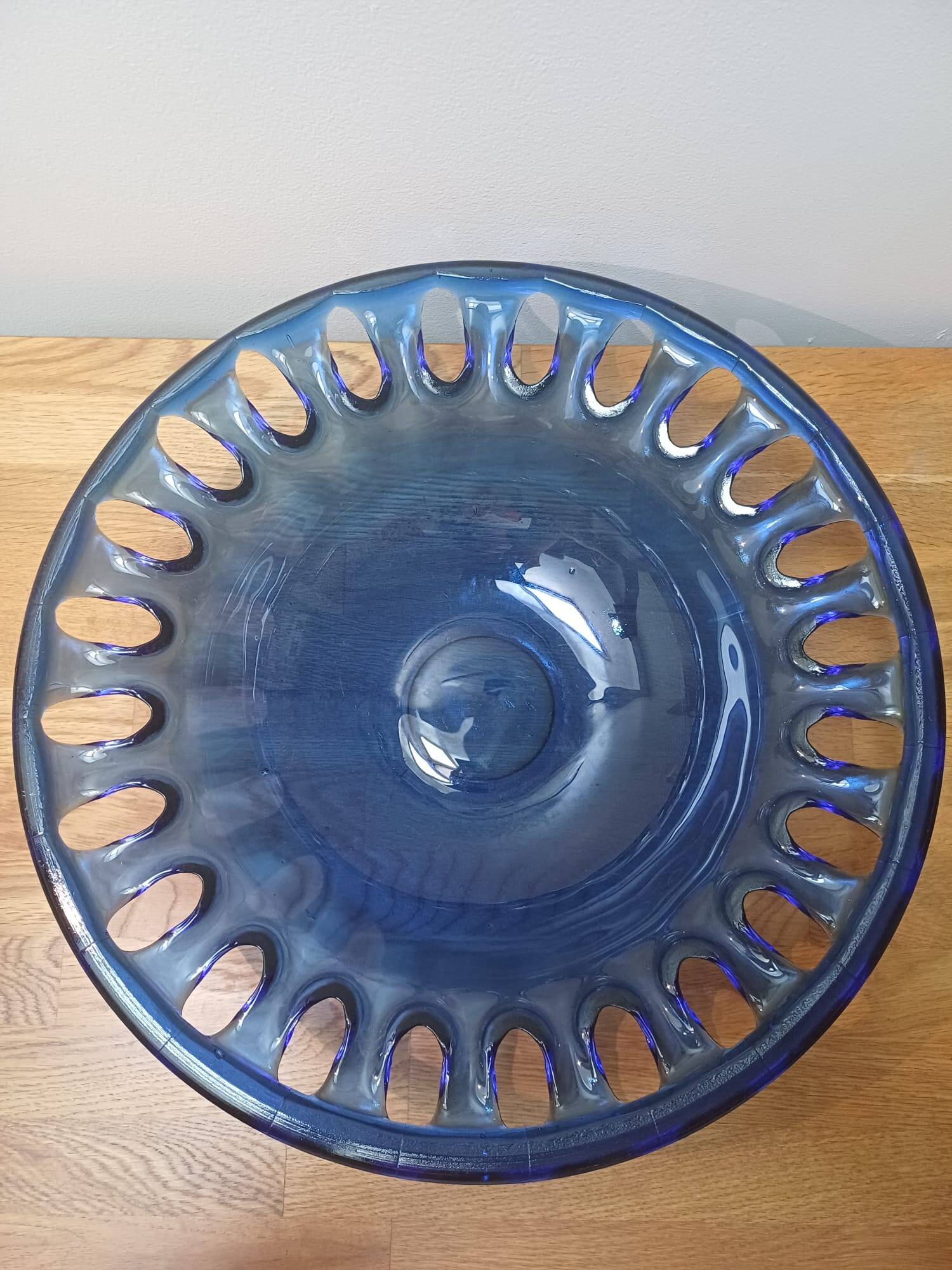 Grande coupe à fruits bleu cobalt