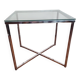 Table basse vintage en verre et pieds chromés – style 70's