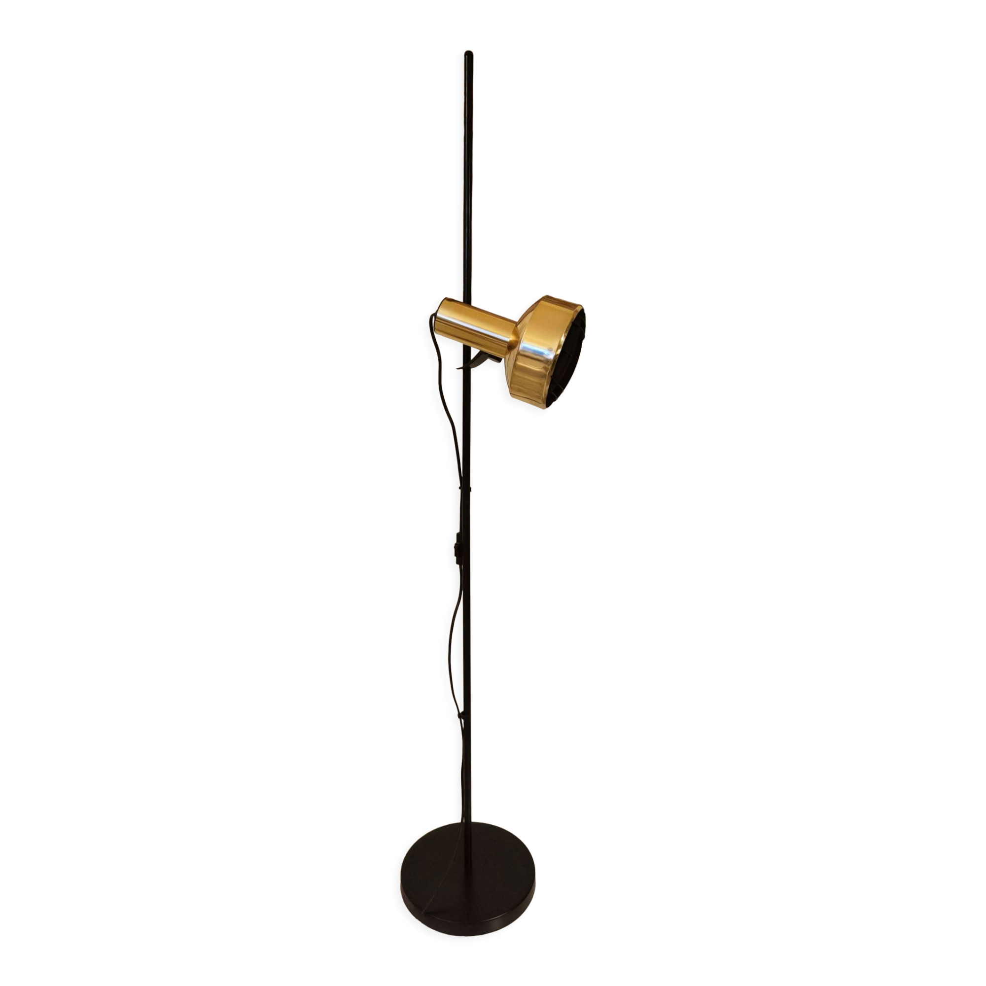 Black floor lamp is gold vintage 1980