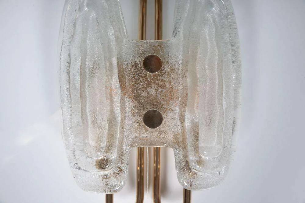 Space Age wall light in glass by Hillebrand, brass and glass.