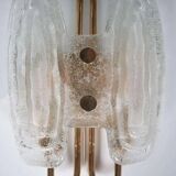 Space Age wall light in glass by Hillebrand, brass and glass.