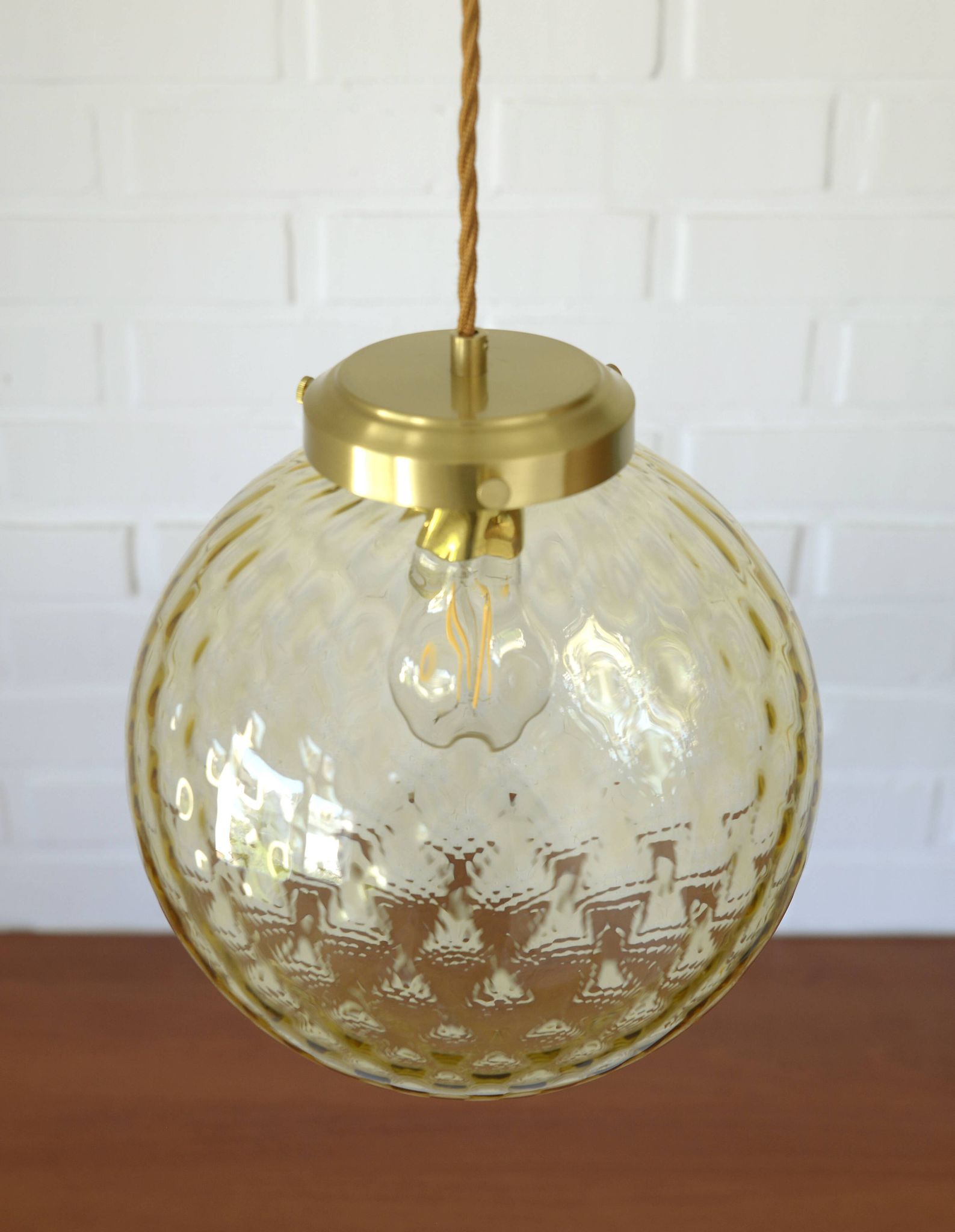 1 of 2 handblown amber glass pendant lamp redesign vintage Italian lighting